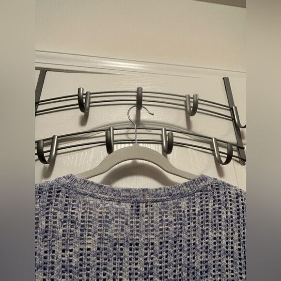 Talbots open knit chunky knit sweater women’s medium blue ivory - Picture 5 of 16